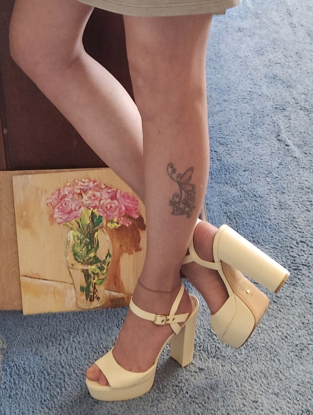 STUART WEITZMAN IVORY LEATHER PLATFORMS, 11